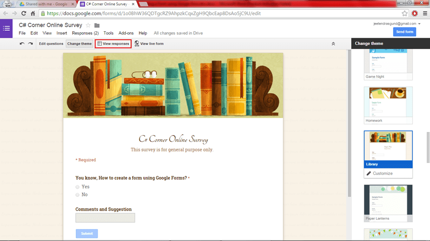 Creating a form using google forms